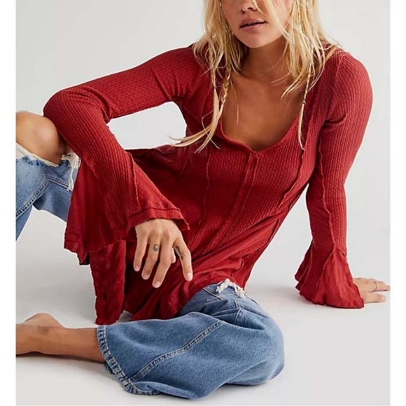 **1 XS Left!!**Free People Primrose Thermal/Faded Rust - Picture 1 of 12